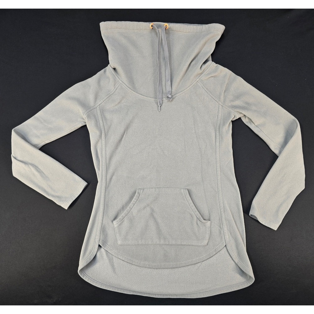 City Streets Women Small Gray Fleece Cowl Neck Pullover Hoodie Tunic Kangaroo